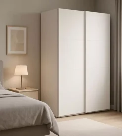 Armadi- Armadio "ghost" bianco con ante scorrevoli, 116x59x203 cm