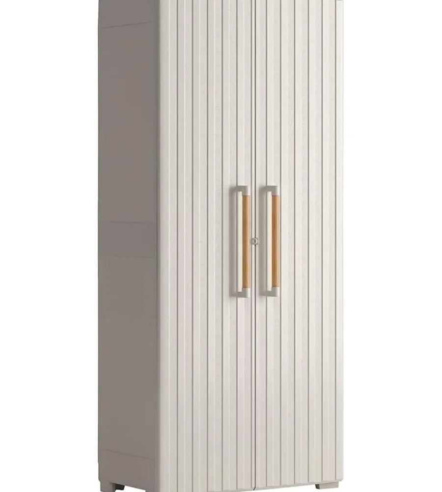 Riponimento In Resina-Keter Armadio in resina alto "groove" beige 80x45x180 cm