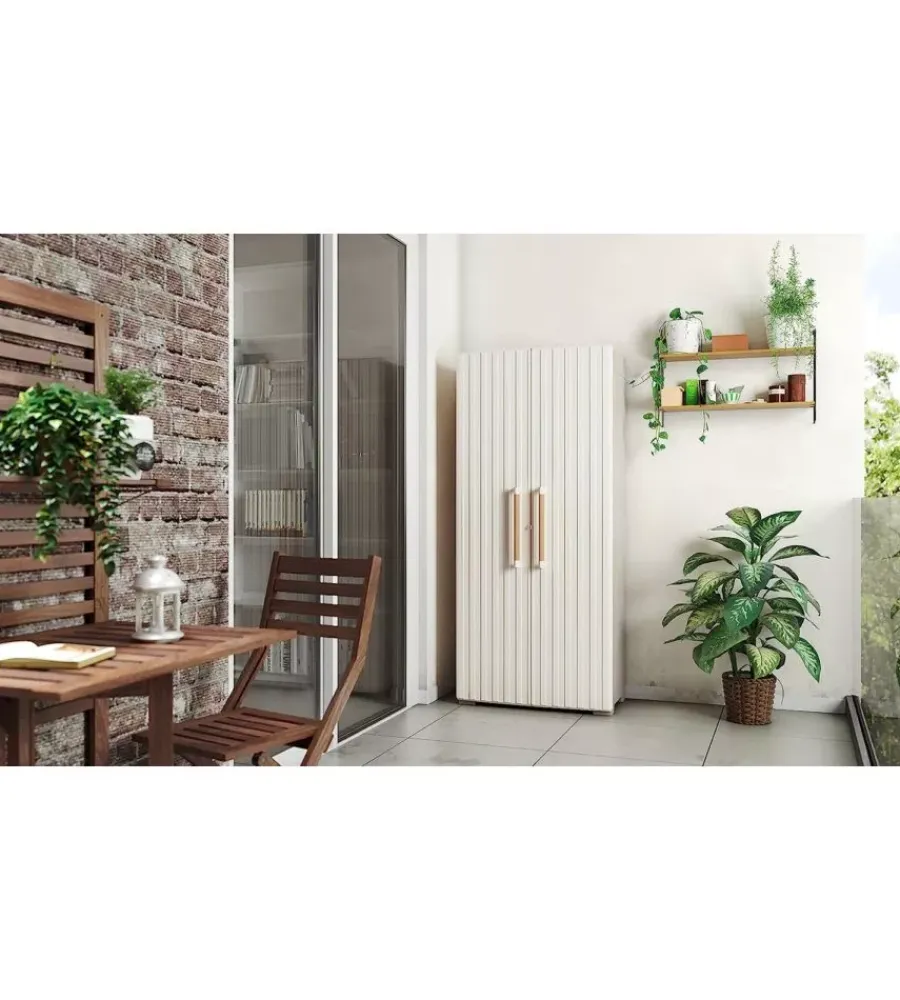 Riponimento In Resina-Keter Armadio in resina alto "groove" beige 80x45x180 cm