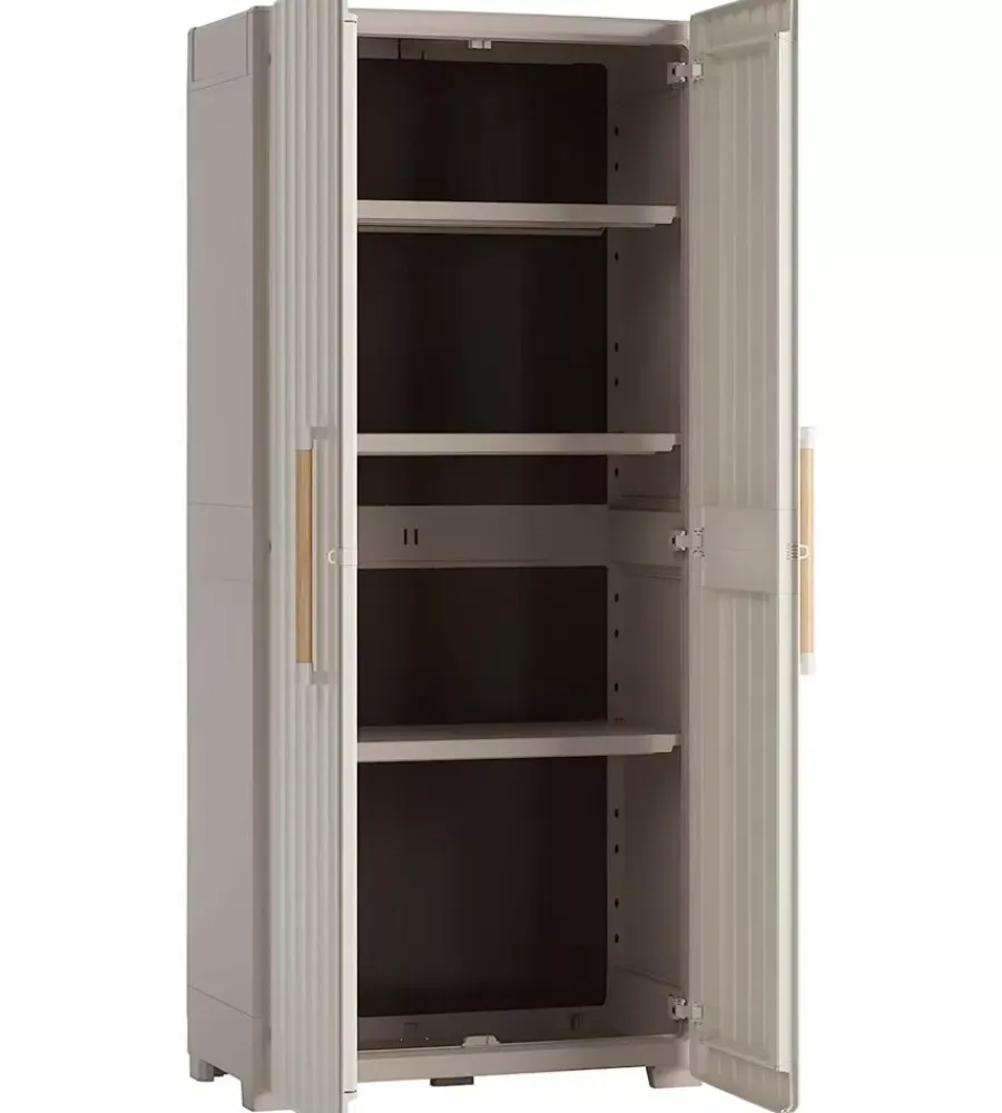 Riponimento In Resina-Keter Armadio in resina alto "groove" beige 80x45x180 cm