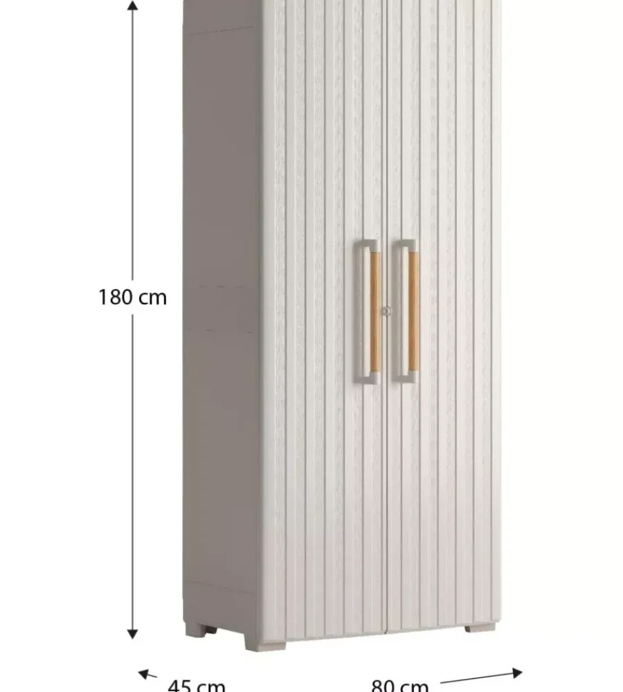 Riponimento In Resina-Keter Armadio in resina alto "groove" beige 80x45x180 cm