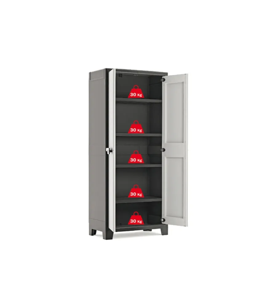 Keter Riponimento In Resina|Armadio in resina alto "titan" grigio, 80x44x182 cm