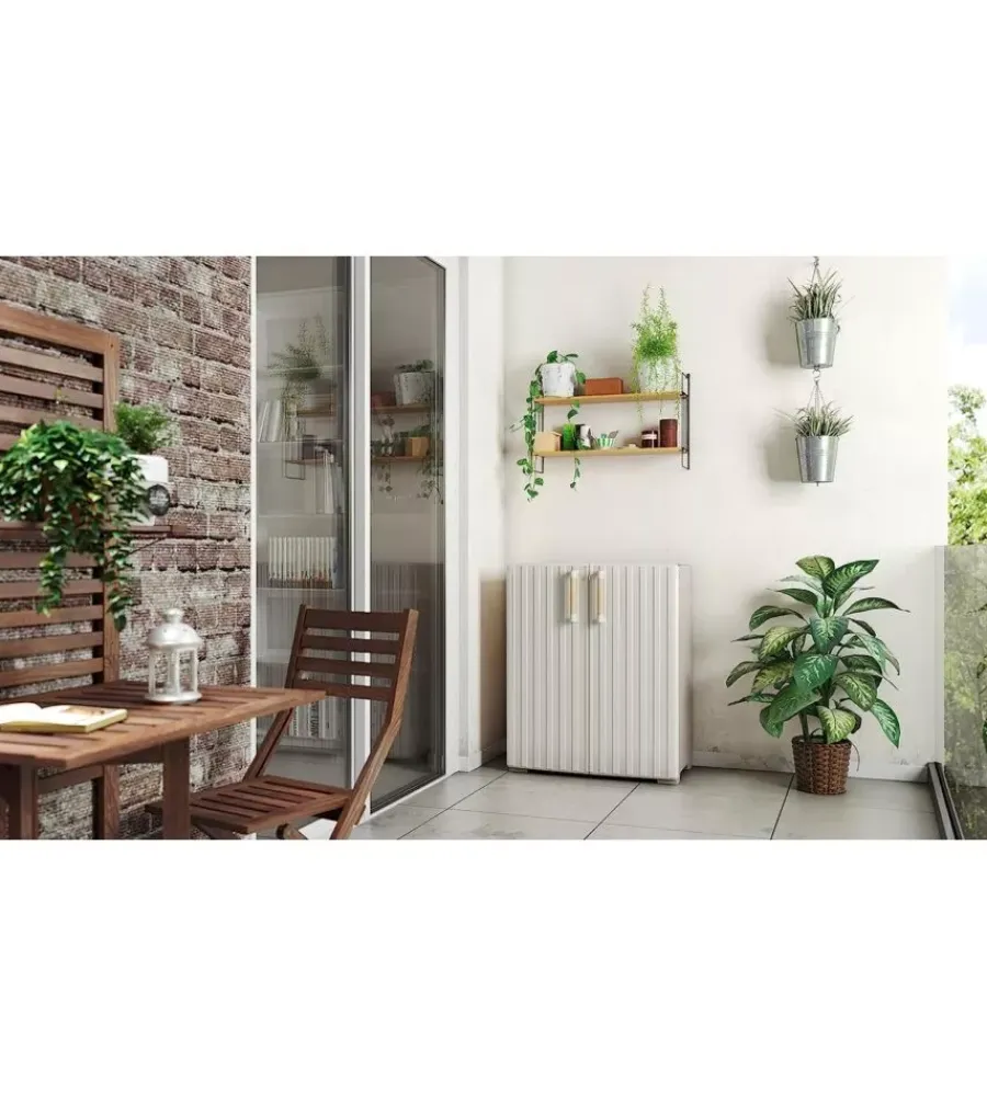 Keter Riponimento In Resina|Armadio in resina basso "groove" grigio 80x45x98 cm