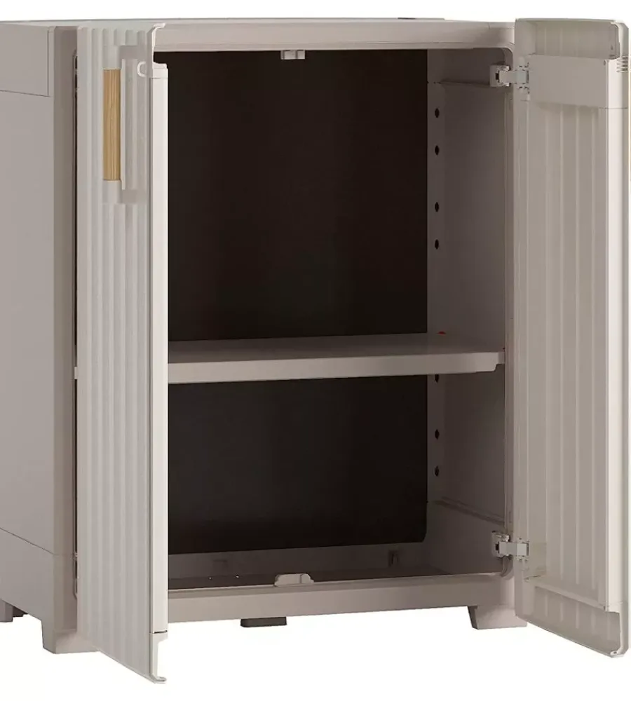 Keter Riponimento In Resina|Armadio in resina basso "groove" grigio 80x45x98 cm