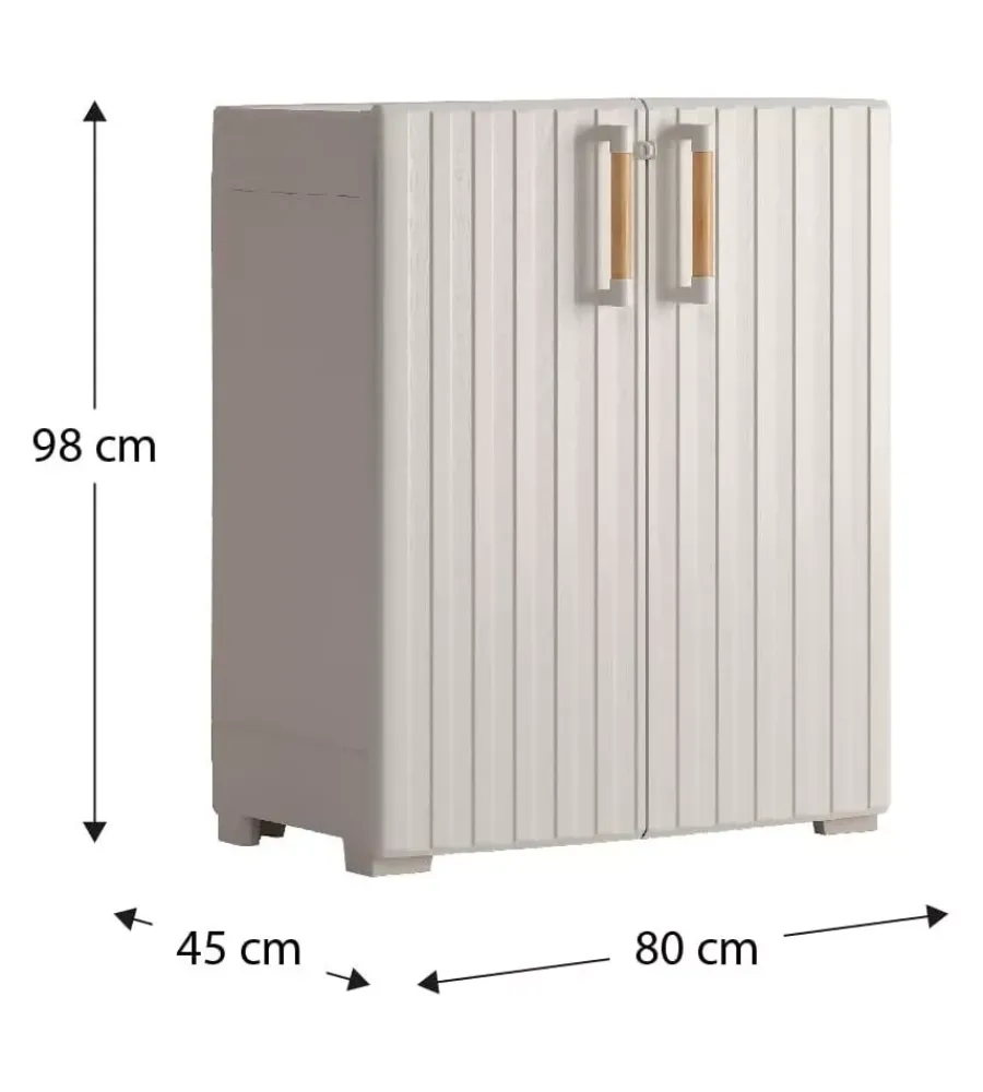 Keter Riponimento In Resina|Armadio in resina basso "groove" grigio 80x45x98 cm