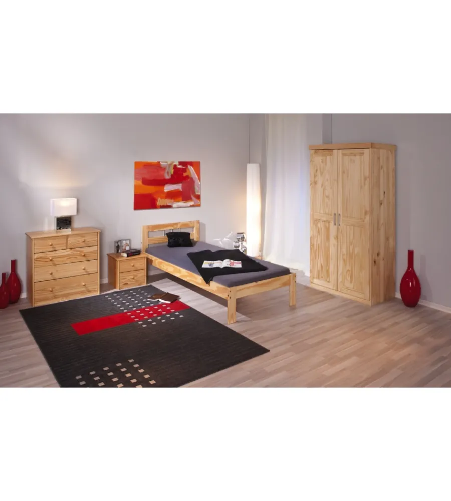 Armadi|Armadio "leon" 2 ante pino massello finitura naturale, 95x55x190 cm