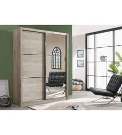 Armadi-BellaHome Armadio "madrid" 2 ante scorrevoli con specchio, 166x60x215 cm