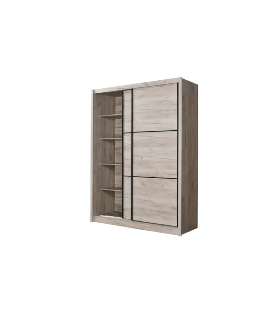 BellaHome Armadi|Armadio "madrid" 2 ante scorrevoli quercia, 166x60x215 cm