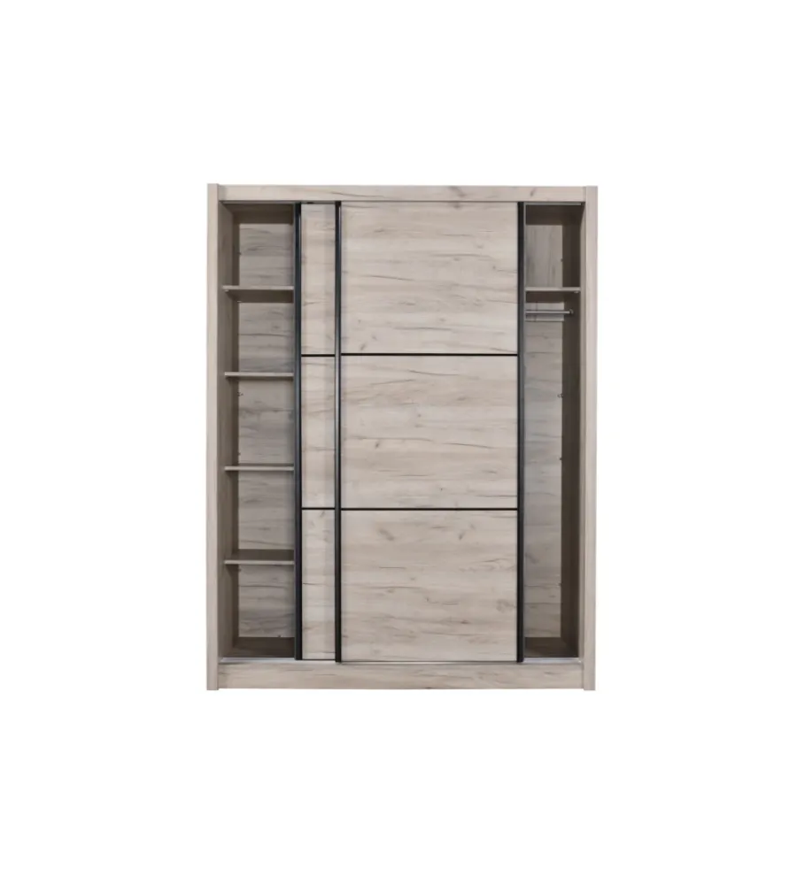 BellaHome Armadi|Armadio "madrid" 2 ante scorrevoli quercia, 166x60x215 cm
