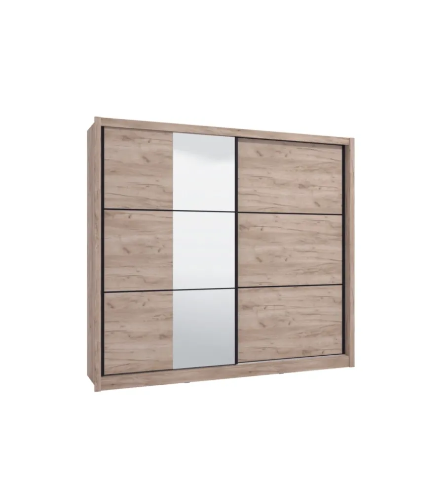 Armadi-BellaHome Armadio "madrid" 2 ante scorrevoli quercia, 242x60x215,5 cm