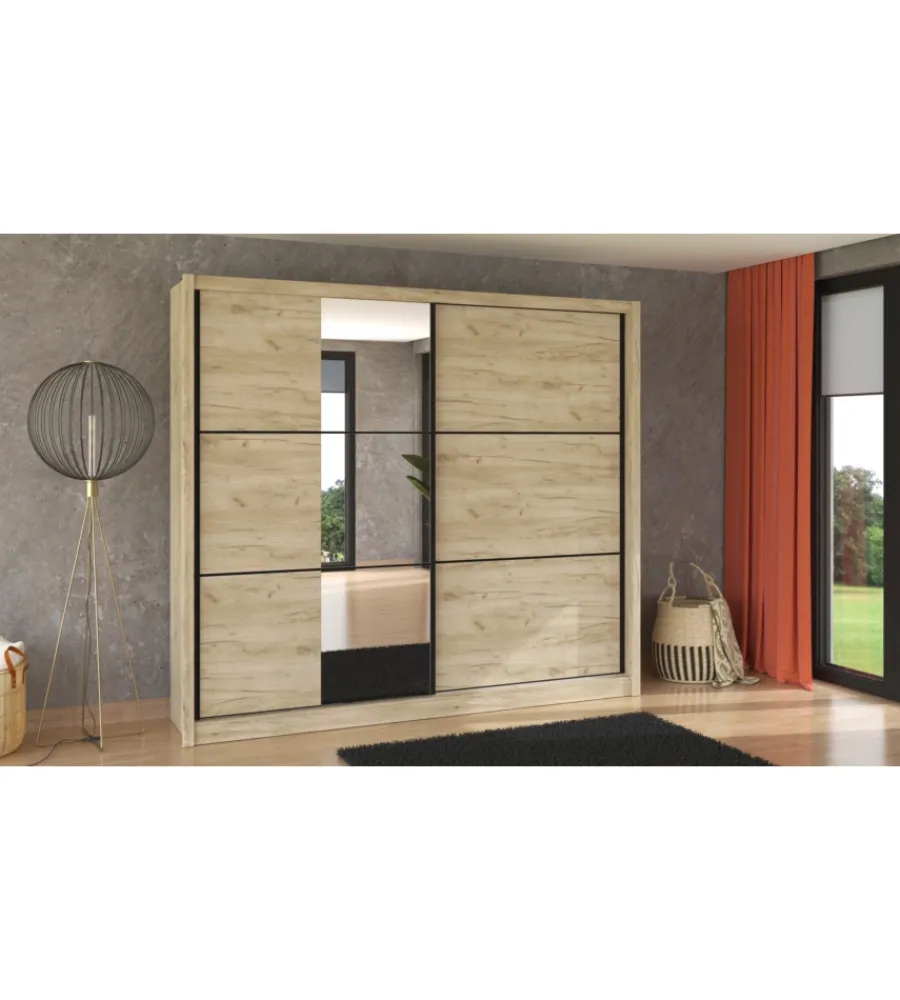 Armadi-BellaHome Armadio "madrid" 2 ante scorrevoli quercia, 242x60x215,5 cm