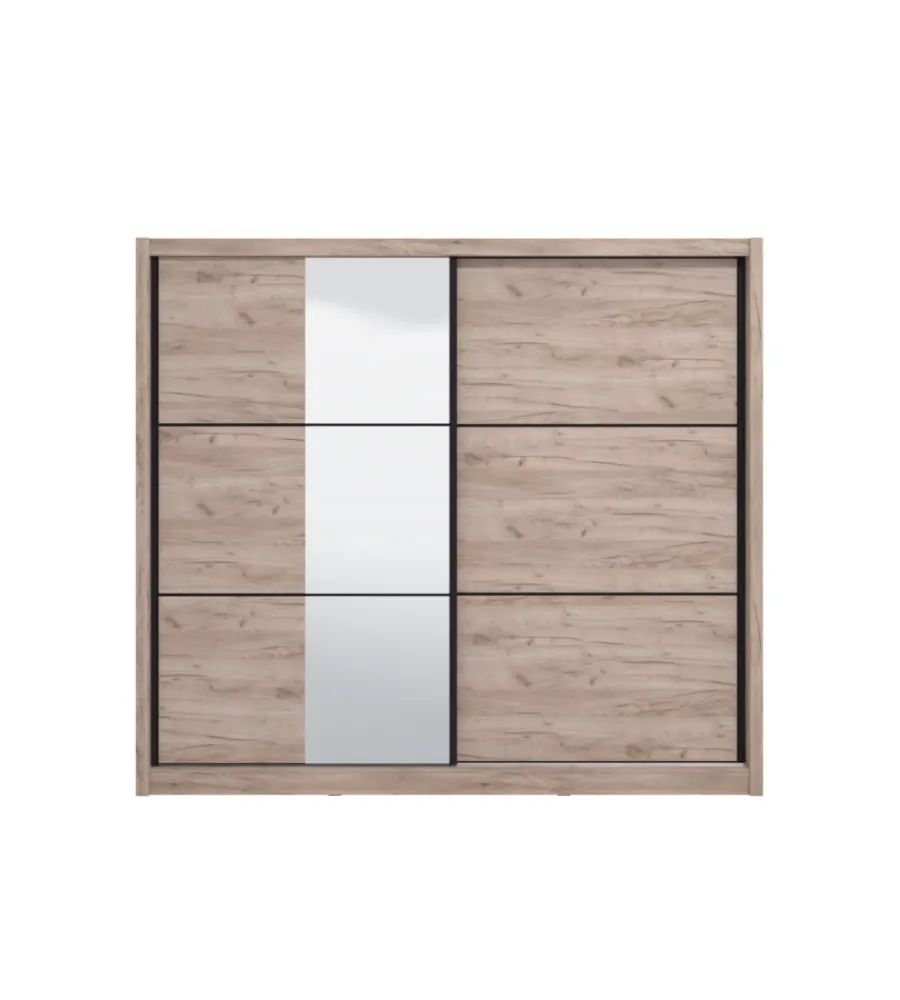 Armadi-BellaHome Armadio "madrid" 2 ante scorrevoli quercia, 242x60x215,5 cm