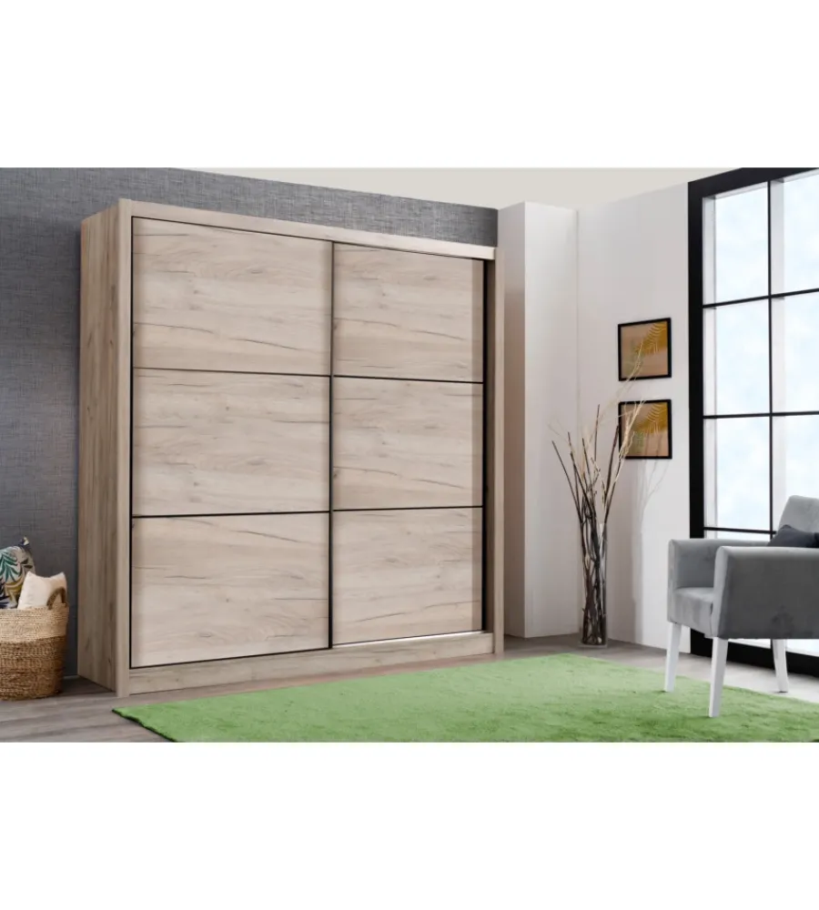 Outlet Armadio "madrid" 2 ante scorrevoli quercia, 212x61x215 cm Armadi