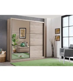BellaHome Armadi|Armadio "madrid" 2 ante scorrevoli con specchio, 212x61x215 cm