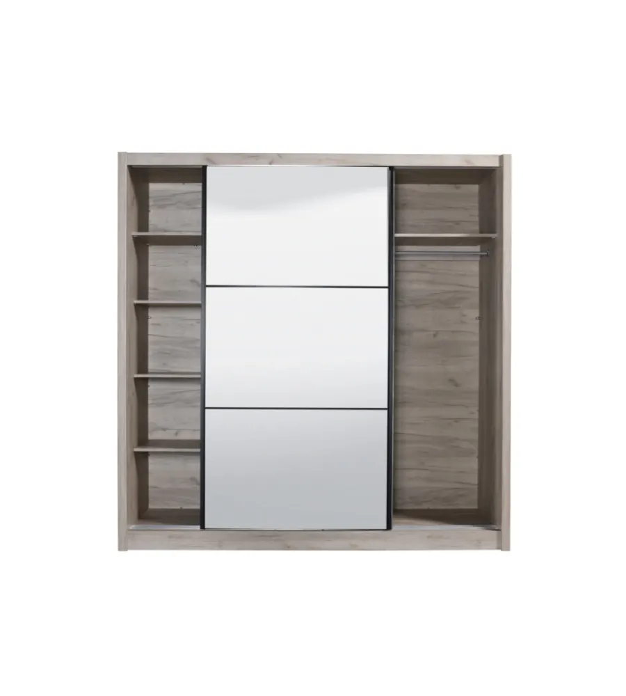 BellaHome Armadi|Armadio "madrid" 2 ante scorrevoli con specchio, 212x61x215 cm