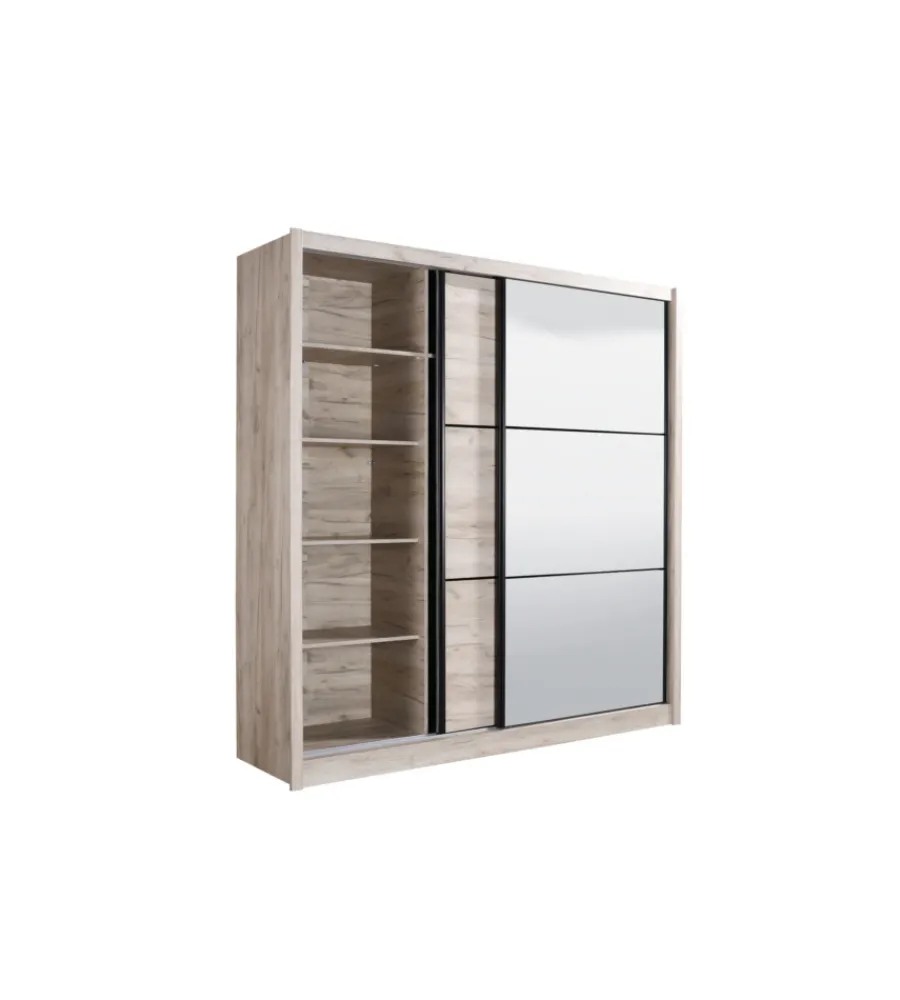 BellaHome Armadi|Armadio "madrid" 2 ante scorrevoli con specchio, 212x61x215 cm