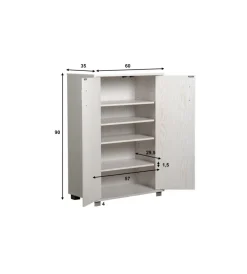 Discount Armadio multifunzione in laminato bianco venato basso 60x35x90 cm Armadi