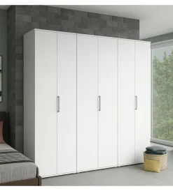 Armadi- Armadio multiuso 6 ante bianco 240x52x207 cm