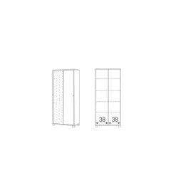 Mobili Multiuso-Sarmog Armadio olmo 2 ante scorrevoli 1 a specchio, 78x181x35 cm