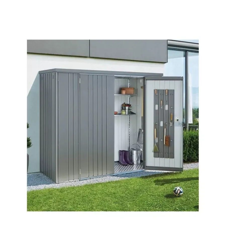 Biohort Contenitori Da Esterno|Armadio per attrezzi "150 large" in acciaio zincato grigio quarzo metallizzato - 30910