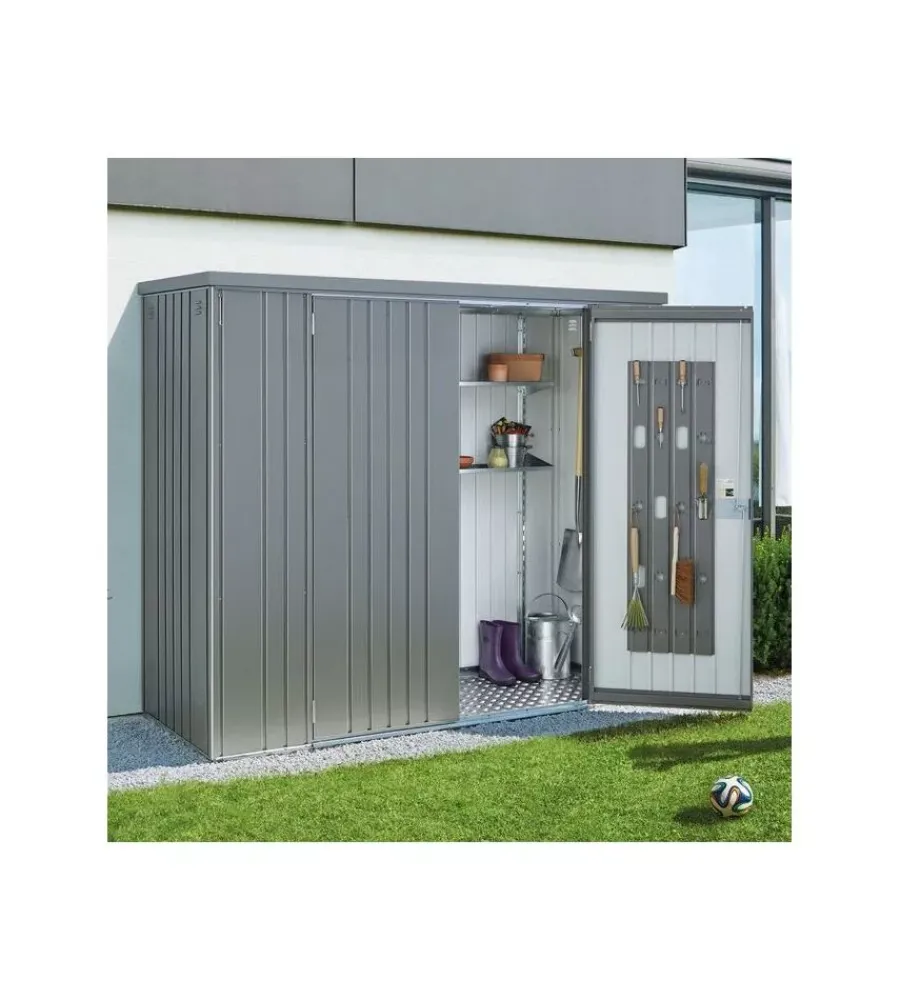 Biohort Contenitori Da Esterno|Armadio per attrezzi "230 large" in acciaio zincato argento metallizzato - 34980