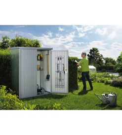 Biohort Contenitori Da Esterno|Armadio per attrezzi "misura 190" in acciaio zincato grigio quarzo metallizzato, 191x83x182,5 cm - 30060