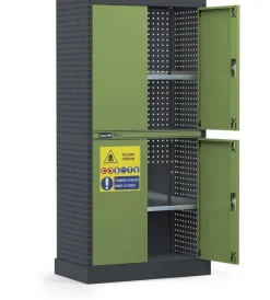 Officina E Garage- Armadio per fitosanitari, pesticidi e prodotti chimici fami "linea 391" in lamiera con vasca stagna esterna verde 94,4x54x190 cm