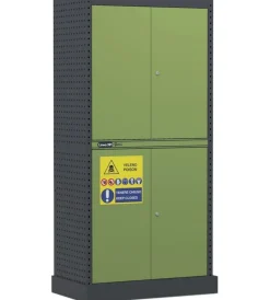 Officina E Garage- Armadio per fitosanitari, pesticidi e prodotti chimici fami "linea 391" in lamiera con vasca stagna esterna verde 94,4x54x190 cm