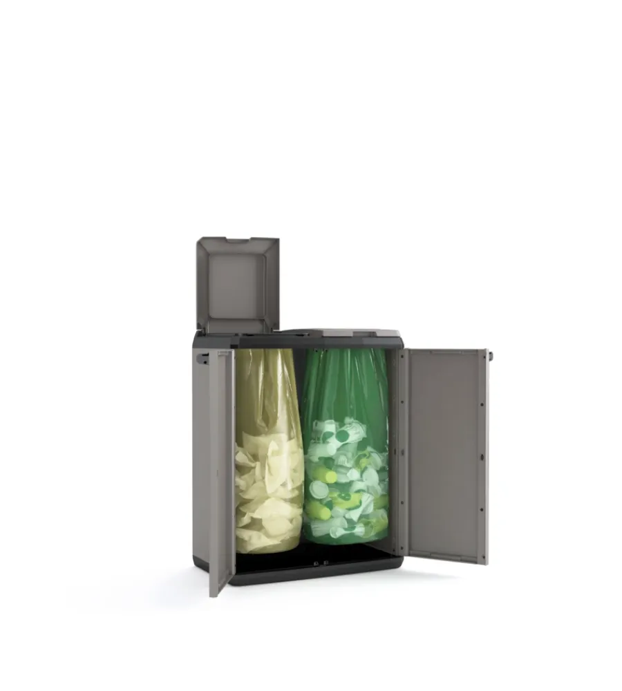 Hot Armadio per raccolta differenziata "split cabinet recycling" in polipropilene 68x39x85 cm Raccolta Differenziata