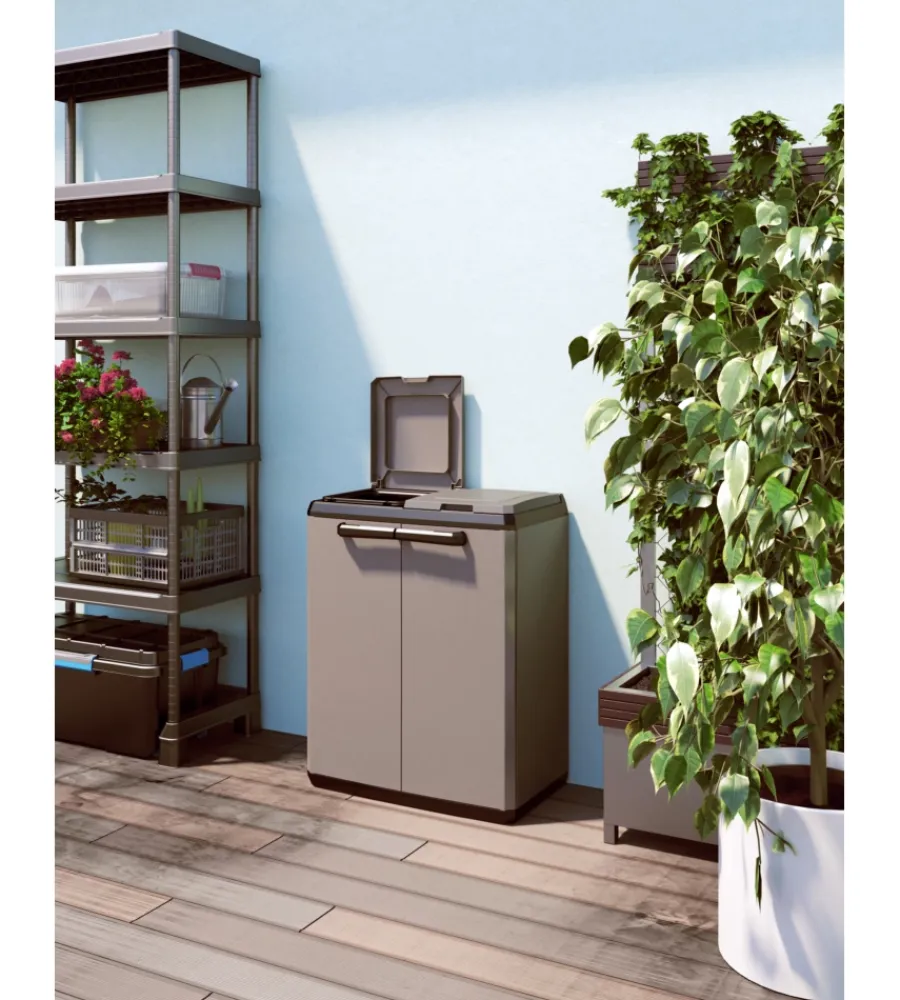 Hot Armadio per raccolta differenziata "split cabinet recycling" in polipropilene 68x39x85 cm Raccolta Differenziata
