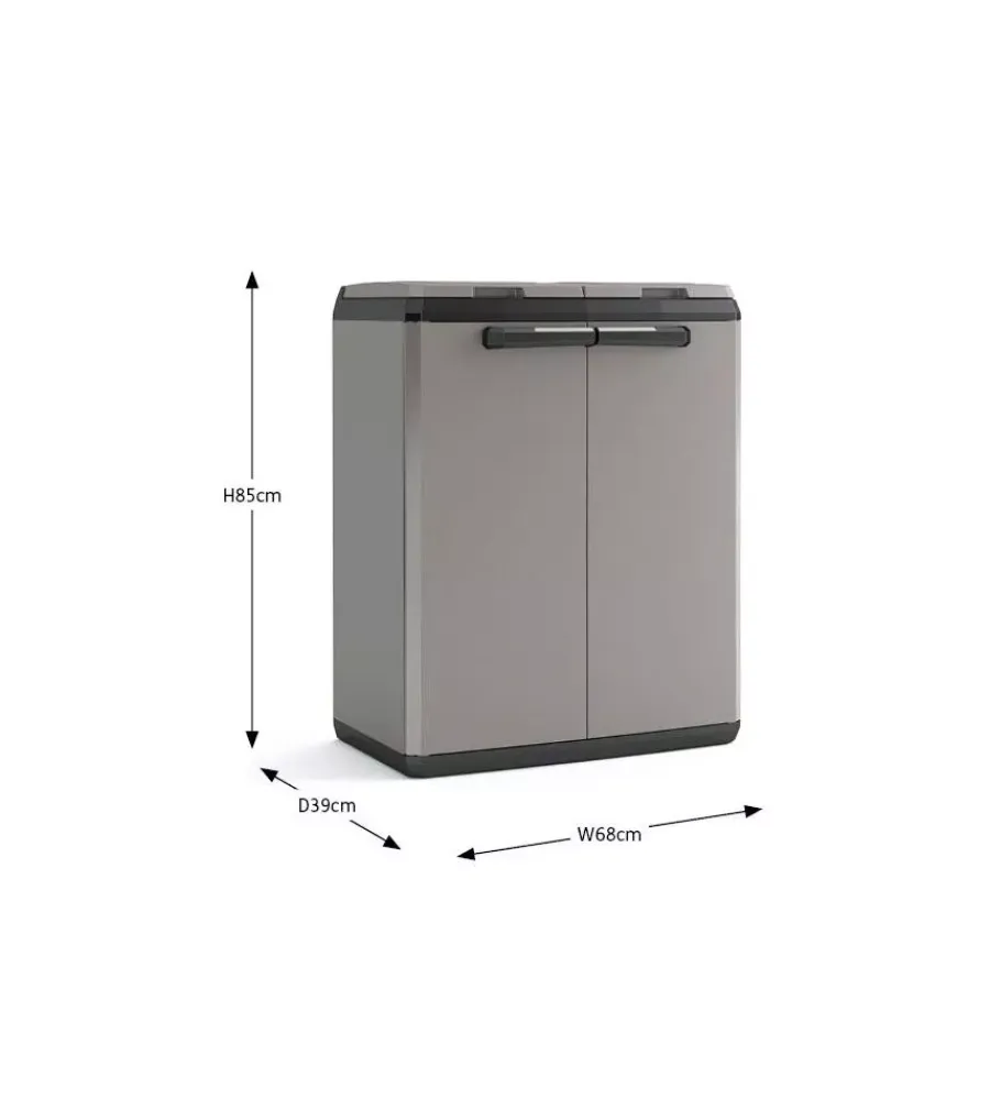 Hot Armadio per raccolta differenziata "split cabinet recycling" in polipropilene 68x39x85 cm Raccolta Differenziata