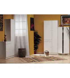 Mobili Multiuso-Sarmog Armadio portabiancheria 3 ante 1 cassetto, 77x34x183 cm