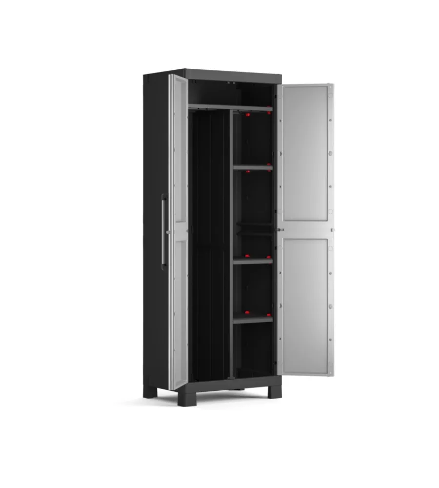 Hot Armadio portascope in resina "detroit" grigio, 65x45x182 cm Riponimento In Resina