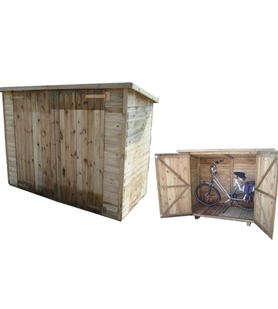 Contenitori Da Esterno- Armadio ripostiglio da esterno in legno 212x100x140/158 cm