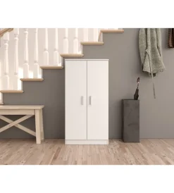 Scarpiere|Armadio scarpiera bianca con 2 ante, 55x108x36 cm