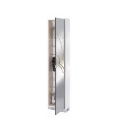 Sarmog Scarpiere|Armadio scarpiera bianco lucido con anta a specchio, 43x190x18 cm