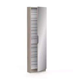 Clearance Armadio scarpiera quercia con anta a specchio, 50x20x180 cm Scarpiere