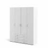 Discount Armadio "space" con 4 ante e 3 cassetti bianco, 154x49,5x200,4 cm Armadi