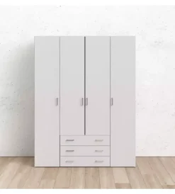 Discount Armadio "space" con 4 ante e 3 cassetti bianco, 154x49,5x200,4 cm Armadi