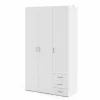 Armadi|Armadio "space" con 3 ante e 3 cassetti bianco, 115,8x49,5x200,4 cm