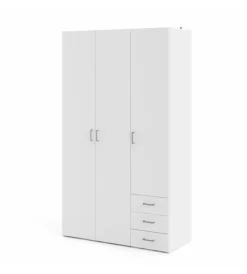 Armadi|Armadio "space" con 3 ante e 3 cassetti bianco, 115,8x49,5x200,4 cm