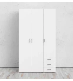 Armadi|Armadio "space" con 3 ante e 3 cassetti bianco, 115,8x49,5x200,4 cm