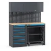 Officina E Garage- Arredamento modulare garage fami "linea 391" con cassettiera e carrello a 3 piani in lamiera antracite 152x49,5x190 cm
