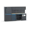 Officina E Garage- Arredamento modulare garage fami "linea 391" con armadi a due ante, cassettiera, carrello e modulo di servizio in lamiera antracite 304x49,5x190 cm