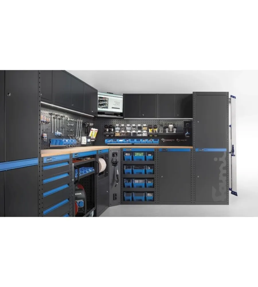 Sale Arredamento modulare garage fami "linea 391" angolare in lamiera antracite 368,8+247,2x49,5x190 cm Officina E Garage