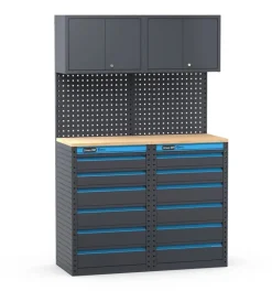 Online Arredamento modulare garage fami "linea 391" con cassettiere in lamiera antracite 121,6x49,5x190 cm Officina E Garage
