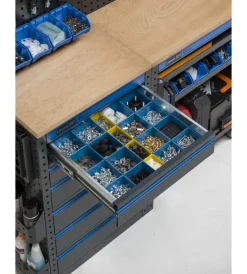 Online Arredamento modulare garage fami "linea 391" con cassettiere in lamiera antracite 121,6x49,5x190 cm Officina E Garage