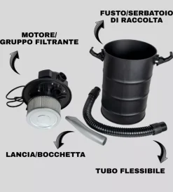 Aspiratori-Larx Aspiracenere elettrico 600 w 8 lt