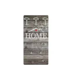 Decorazione Ambienti- Attaccapanni "home" in legno con 5 ganci, 45x90x1 cm