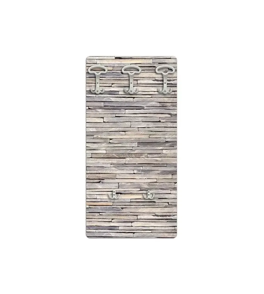 Clearance Attaccapanni "stones" in legno con 5 ganci, 45x90x1 cm Decorazione Ambienti